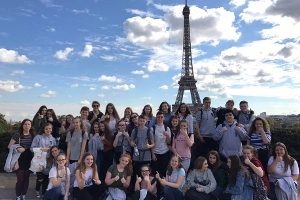 Students at the Eiffel Tower